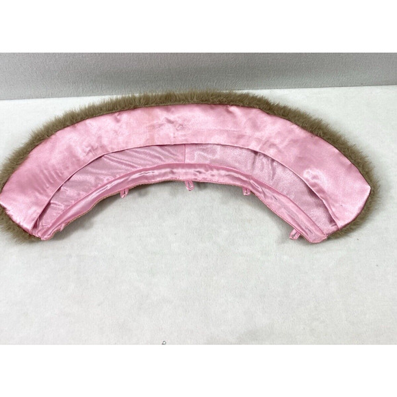 Vintage Coffee Shop Coat Womens Medium Pink Wool Blend Removable Faux Fur Collar - Picture 7 of 16